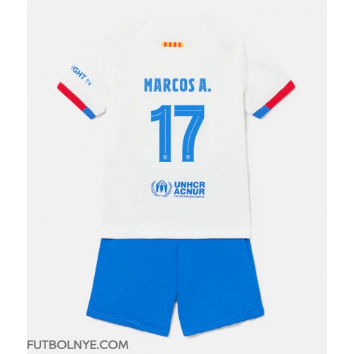 Camiseta Barcelona Marcos Alonso #17 Visitante Equipación para niños 2023-24 manga corta (+ pantalones cortos)